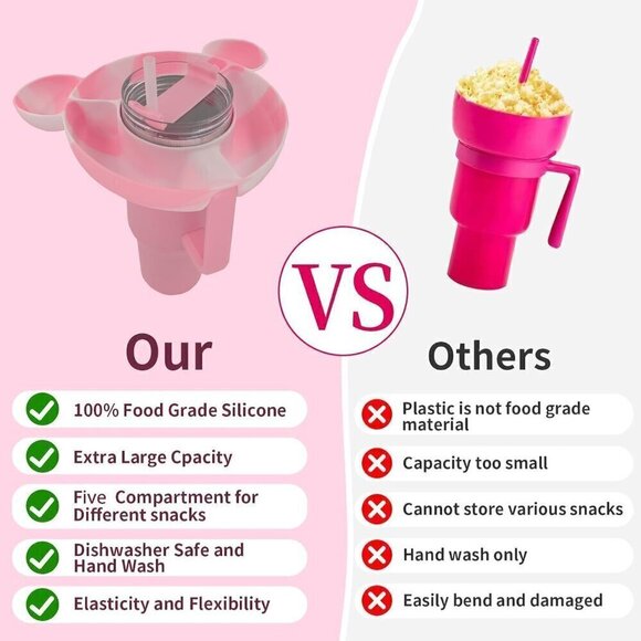 Snack Tray for Stanley 40oz Cup Silicone Tumbler Snack / PINK / NEW - Picture 3 of 4